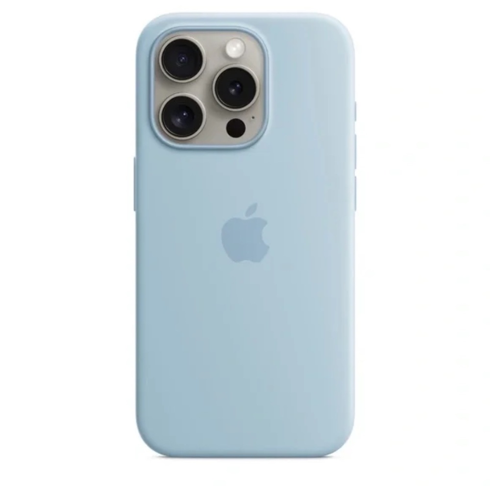 Brand New Apple Silicone Case for iPhone 15 Pro Light Blue Spring Collection